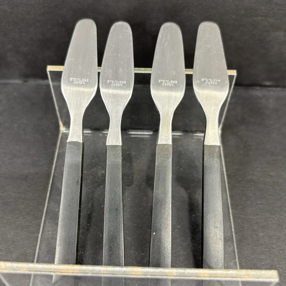 AK Company Japan MCM Dark‎ Wood Stainless Steel Mini Spreaders Vintage Set Of 4